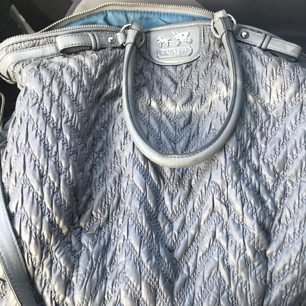 Rare coach Madison Lindsey nylon quilted gathered leather 70 th a purse like new